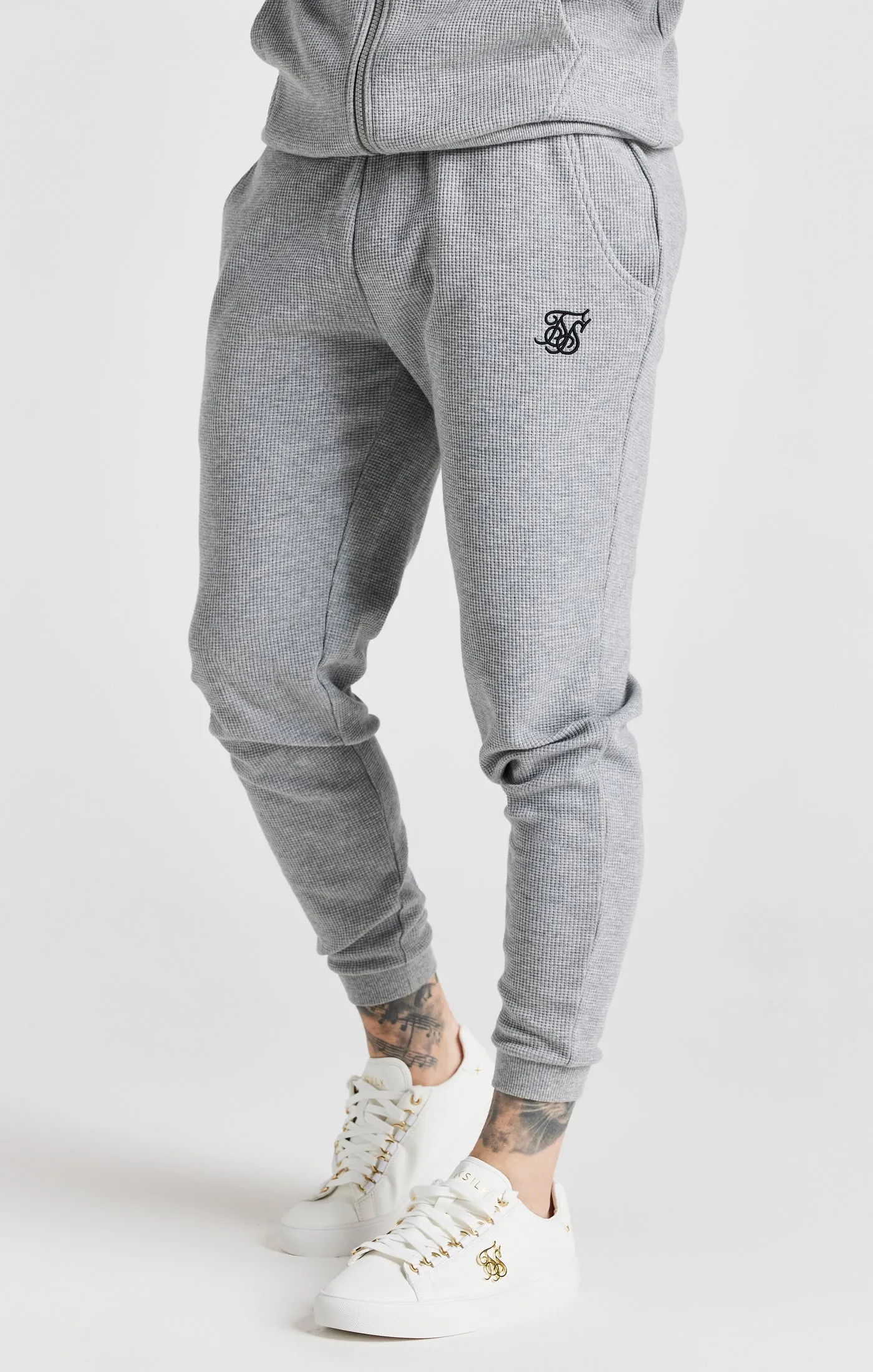 Grey Marl Waffle Muscle Fit Jogger sold by Siksilk