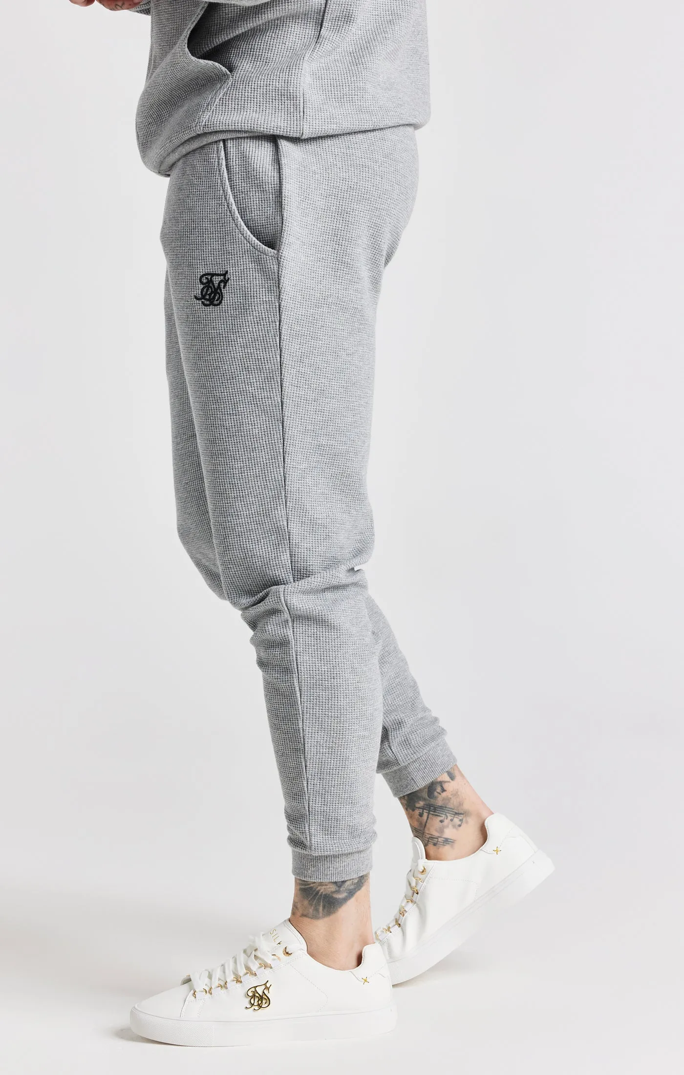 Grey Marl Waffle Muscle Fit Jogger sold by Siksilk product image thumbnail 2