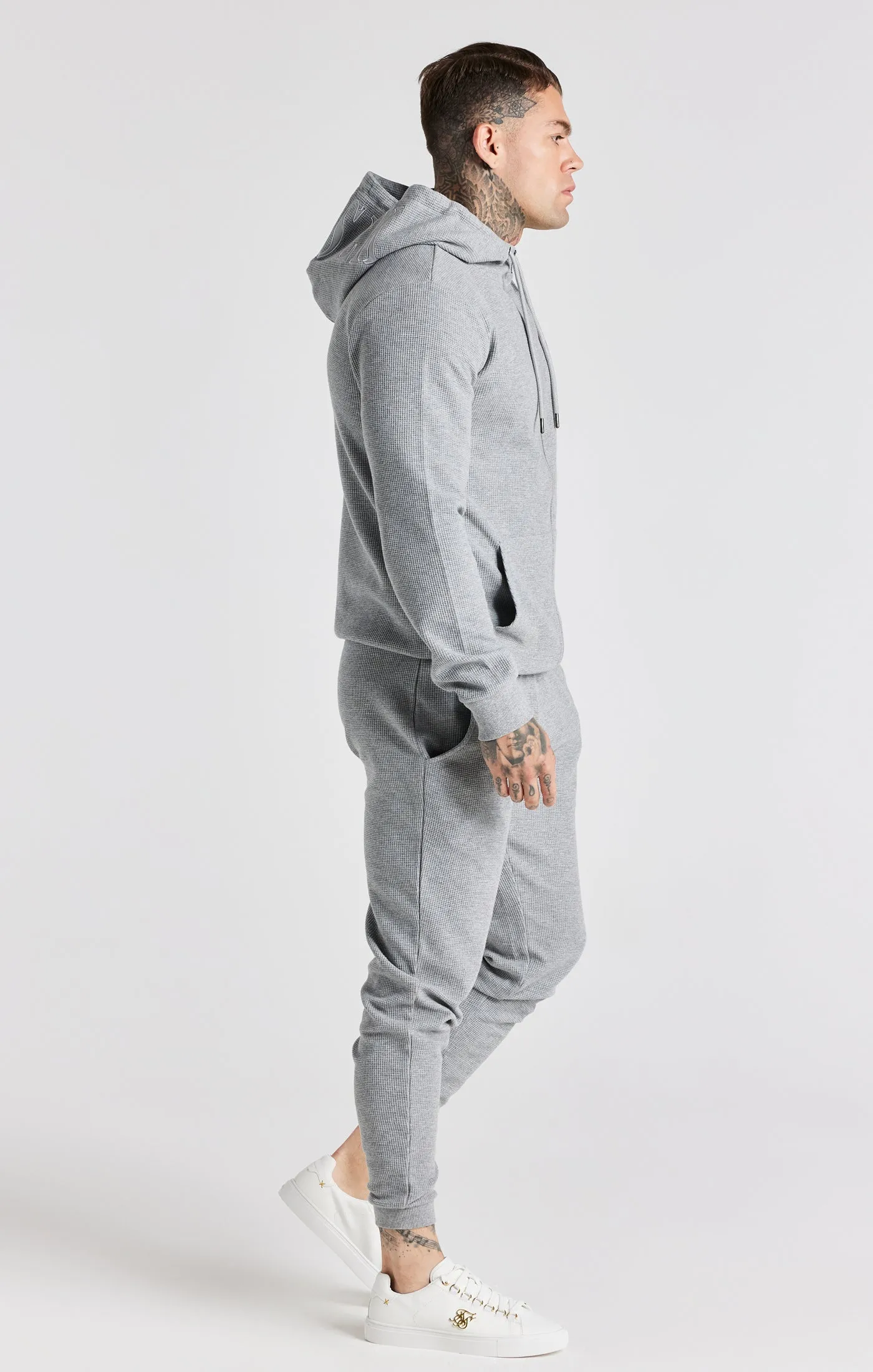 Grey Marl Waffle Muscle Fit Jogger sold by Siksilk product image thumbnail 3