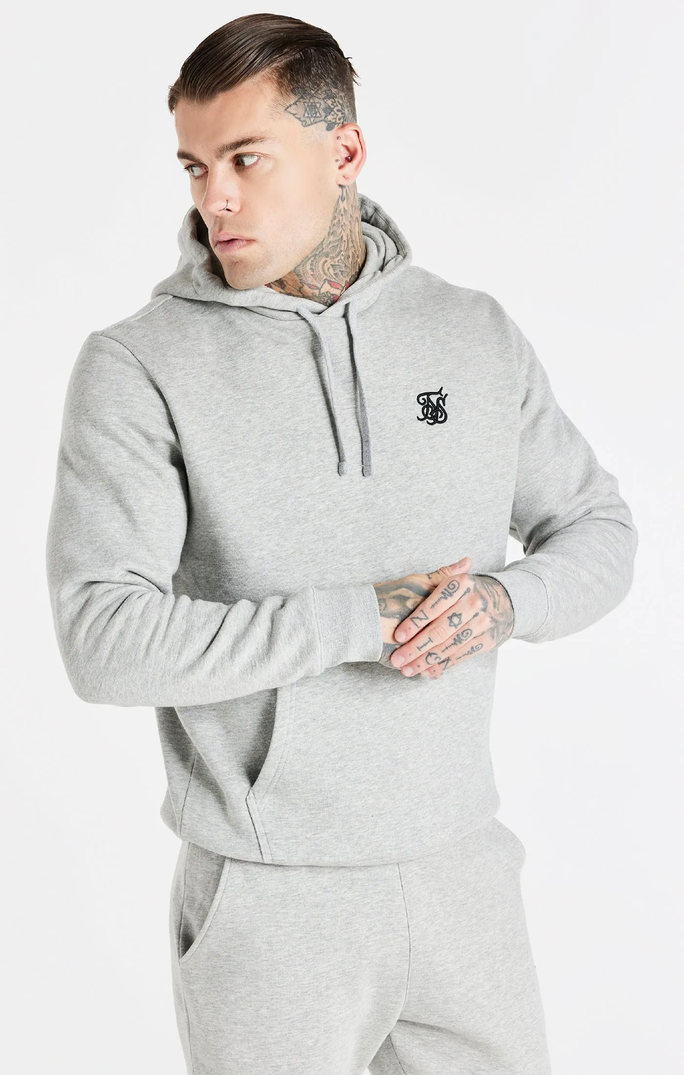 Grey Marl Essential Overhead Hoodie sold by Siksilk