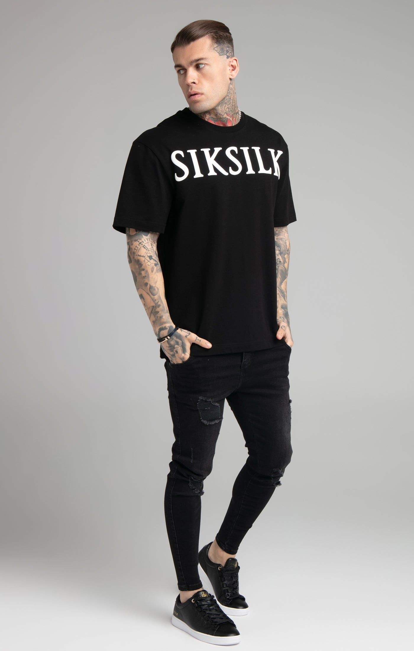 Black Relaxed Fit T-Shirt sold by Siksilk product image thumbnail 4