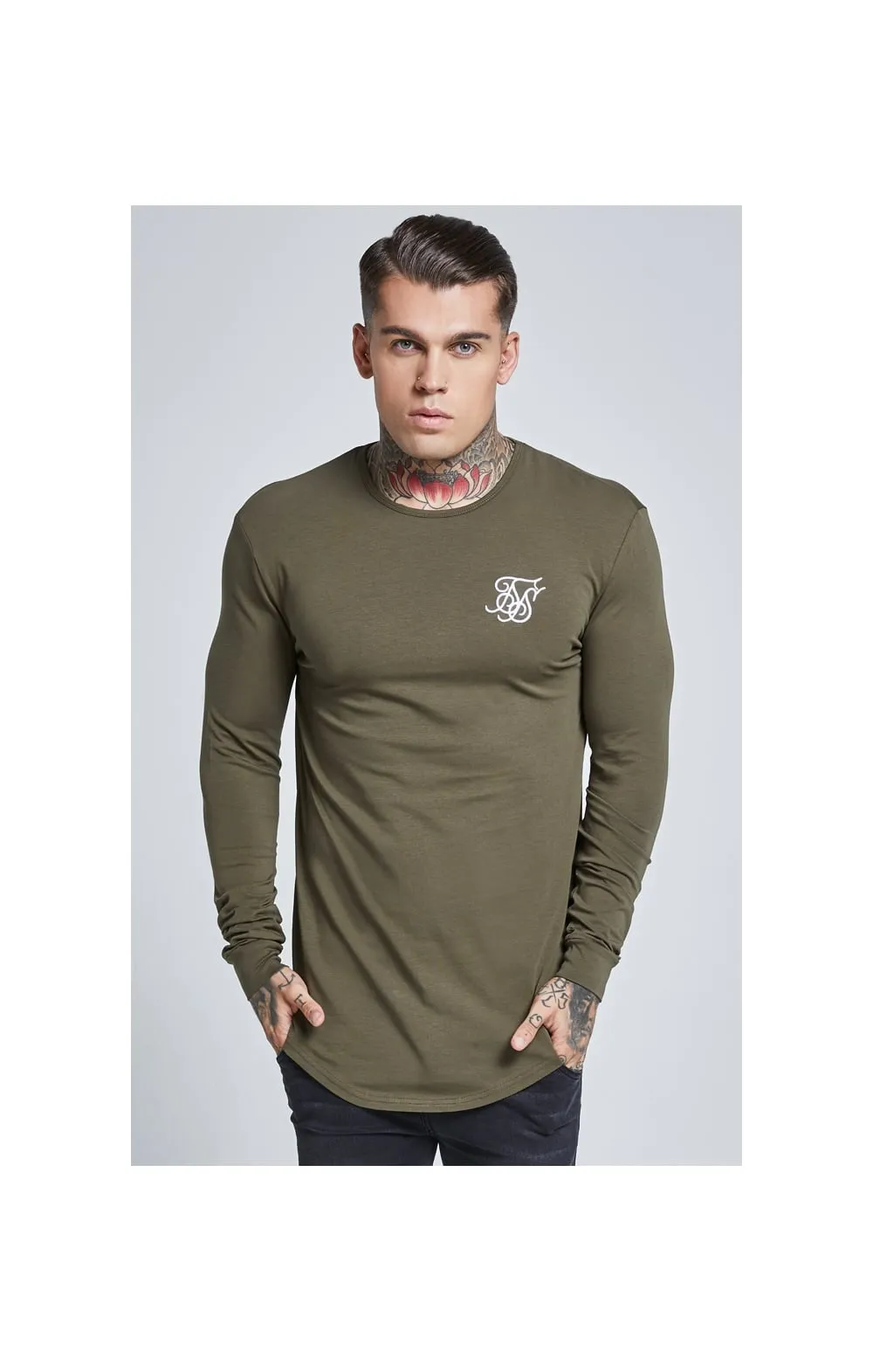Khaki Long Sleeve Muscle Fit T-Shirt sold by Siksilk