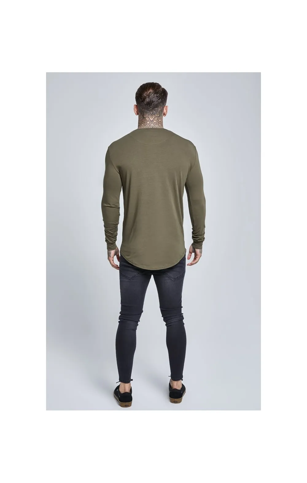 Khaki Long Sleeve Muscle Fit T-Shirt sold by Siksilk product image thumbnail 5