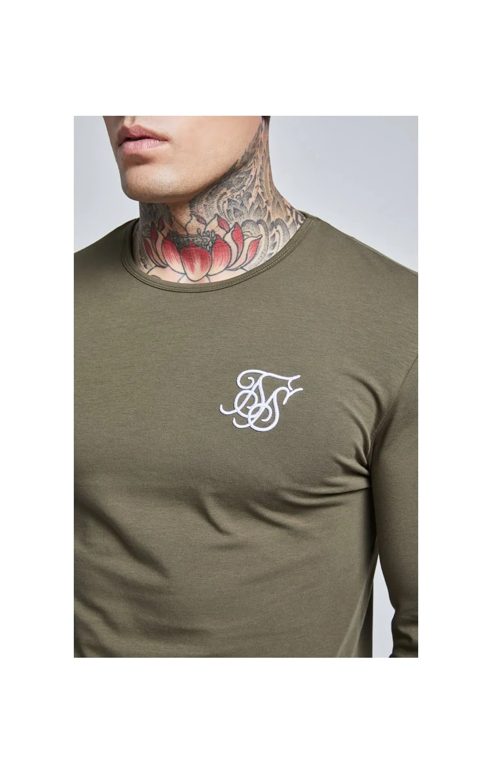 Khaki Long Sleeve Muscle Fit T-Shirt sold by Siksilk product image thumbnail 2