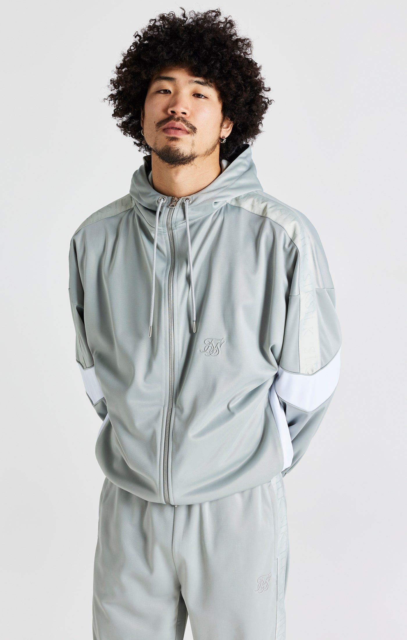 Grey Tape Zip Thru Track Jacket sold by Siksilk product image thumbnail 6