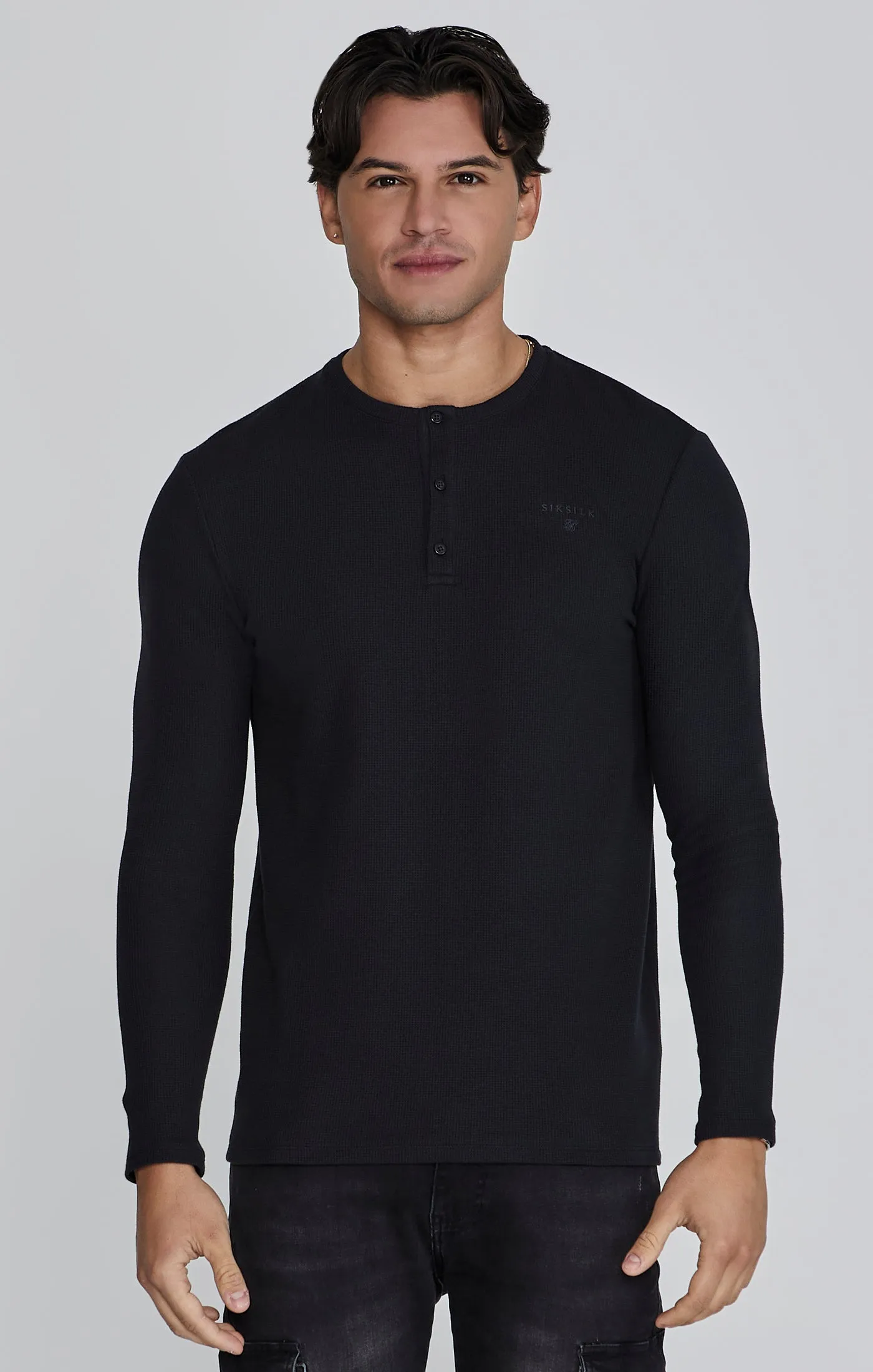 Black Henley T-Shirt sold by Siksilk