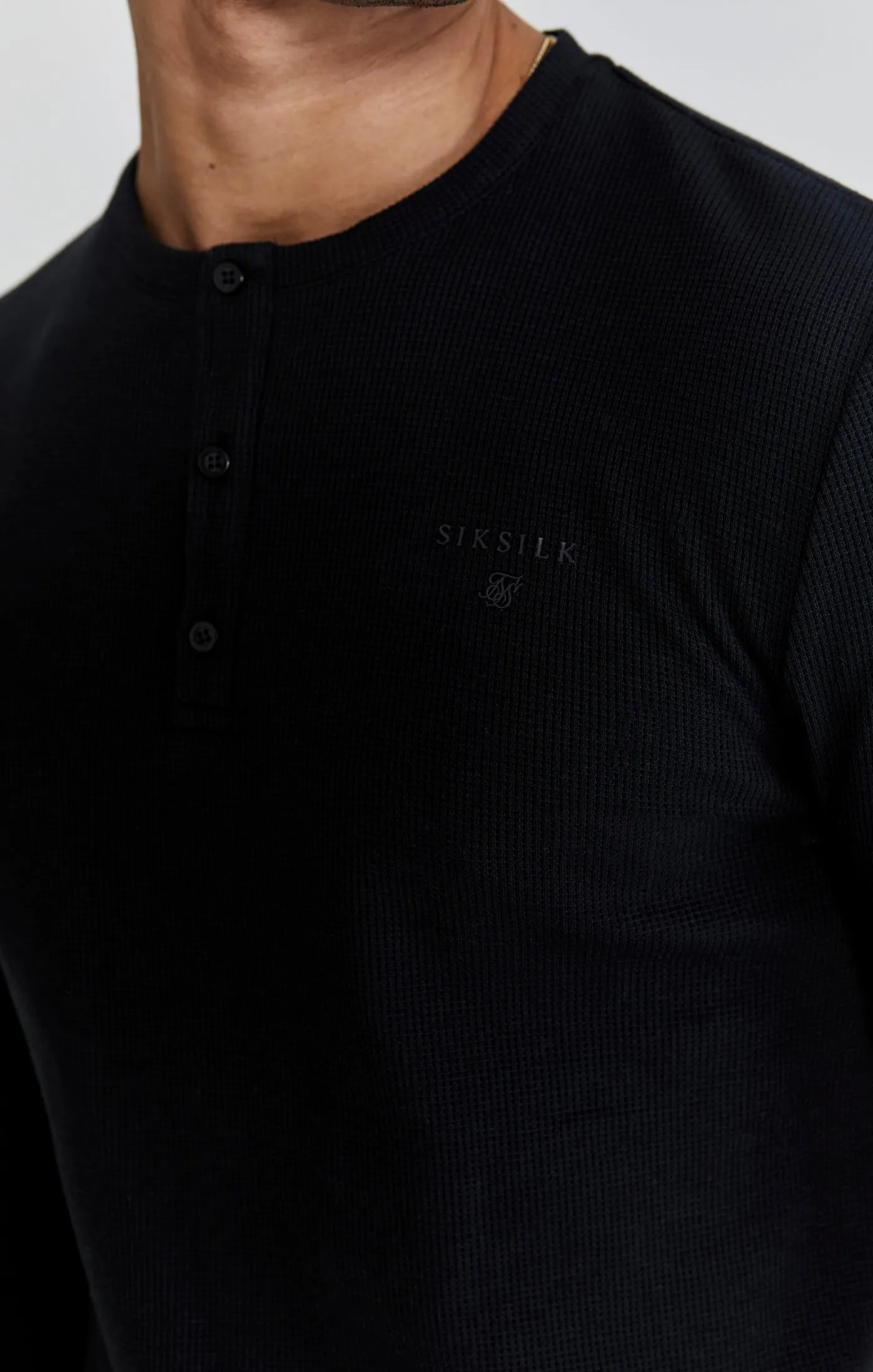 Black Henley T-Shirt sold by Siksilk product image thumbnail 3
