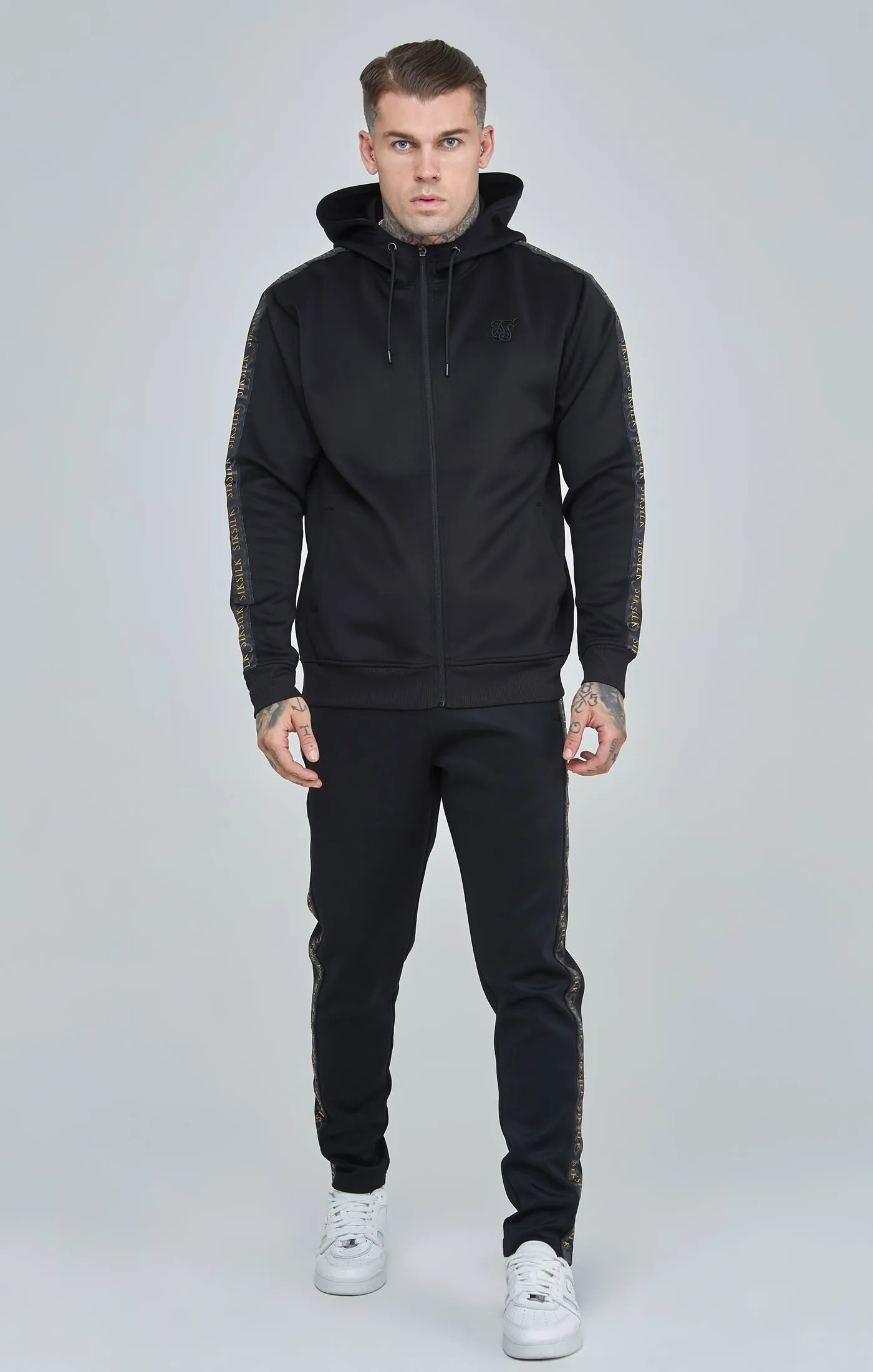 Black Gold Taped Zip-Thru Hoodie sold by Siksilk product image thumbnail 4
