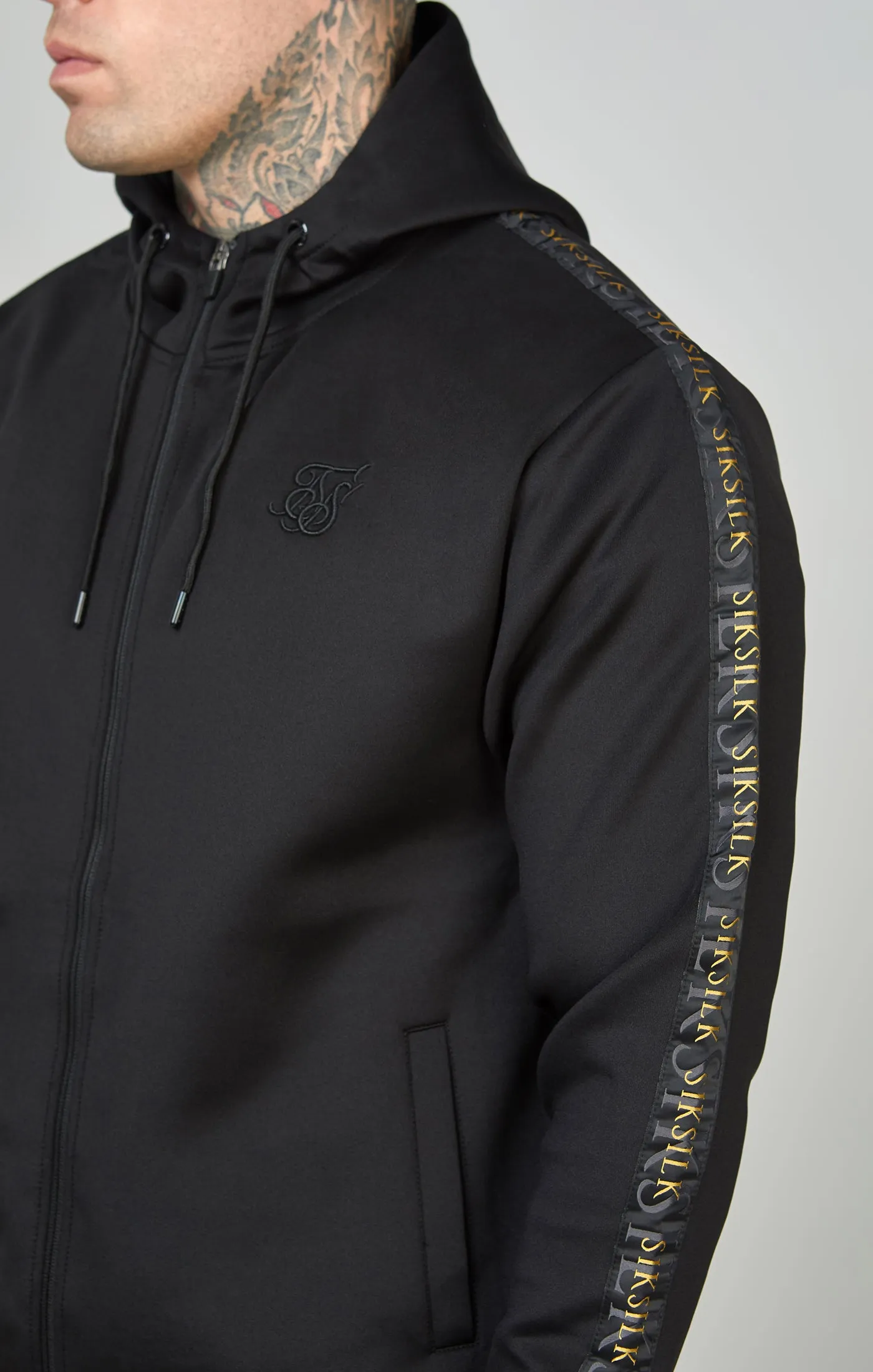 Black Gold Taped Zip-Thru Hoodie sold by Siksilk product image thumbnail 2