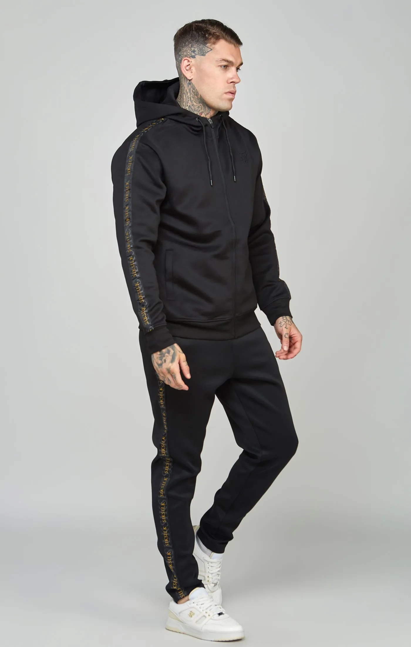 Black Gold Taped Zip-Thru Hoodie sold by Siksilk product image thumbnail 3