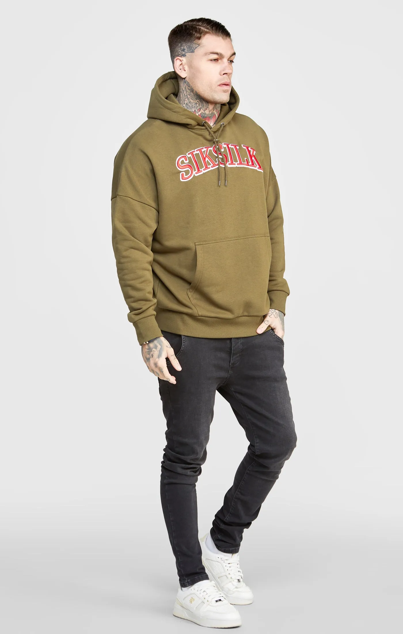 Khaki Logo Oversized Hoodie sold by Siksilk product image thumbnail 4