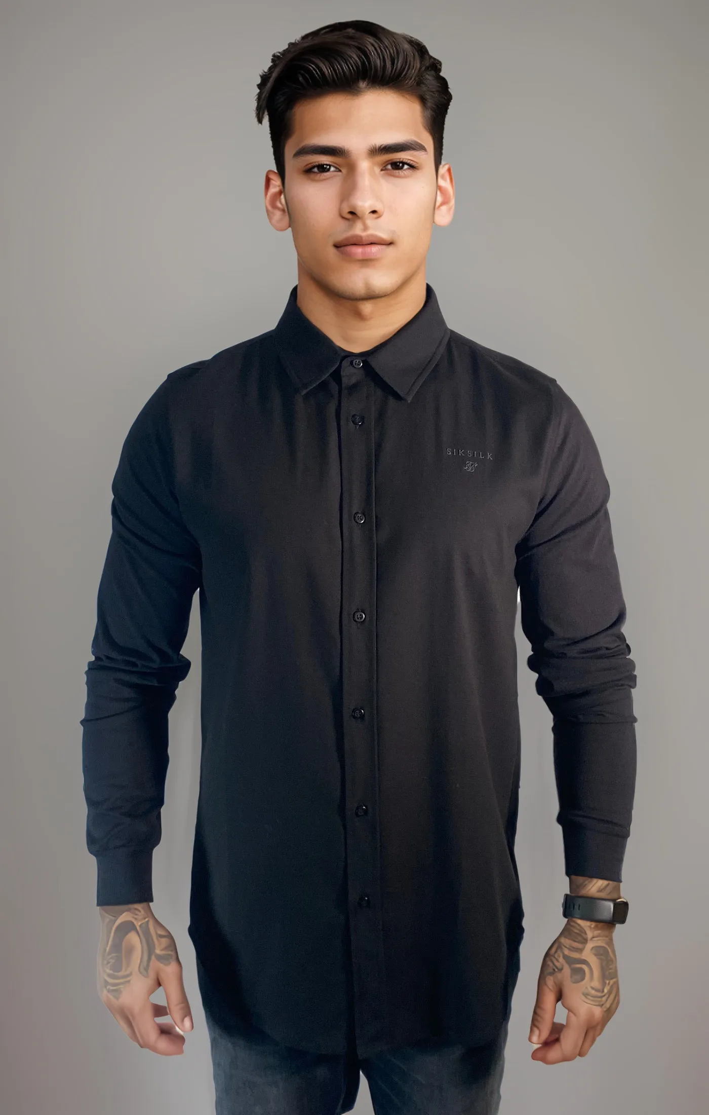 Black Essentials Long Sleeve Shirt sold by Siksilk