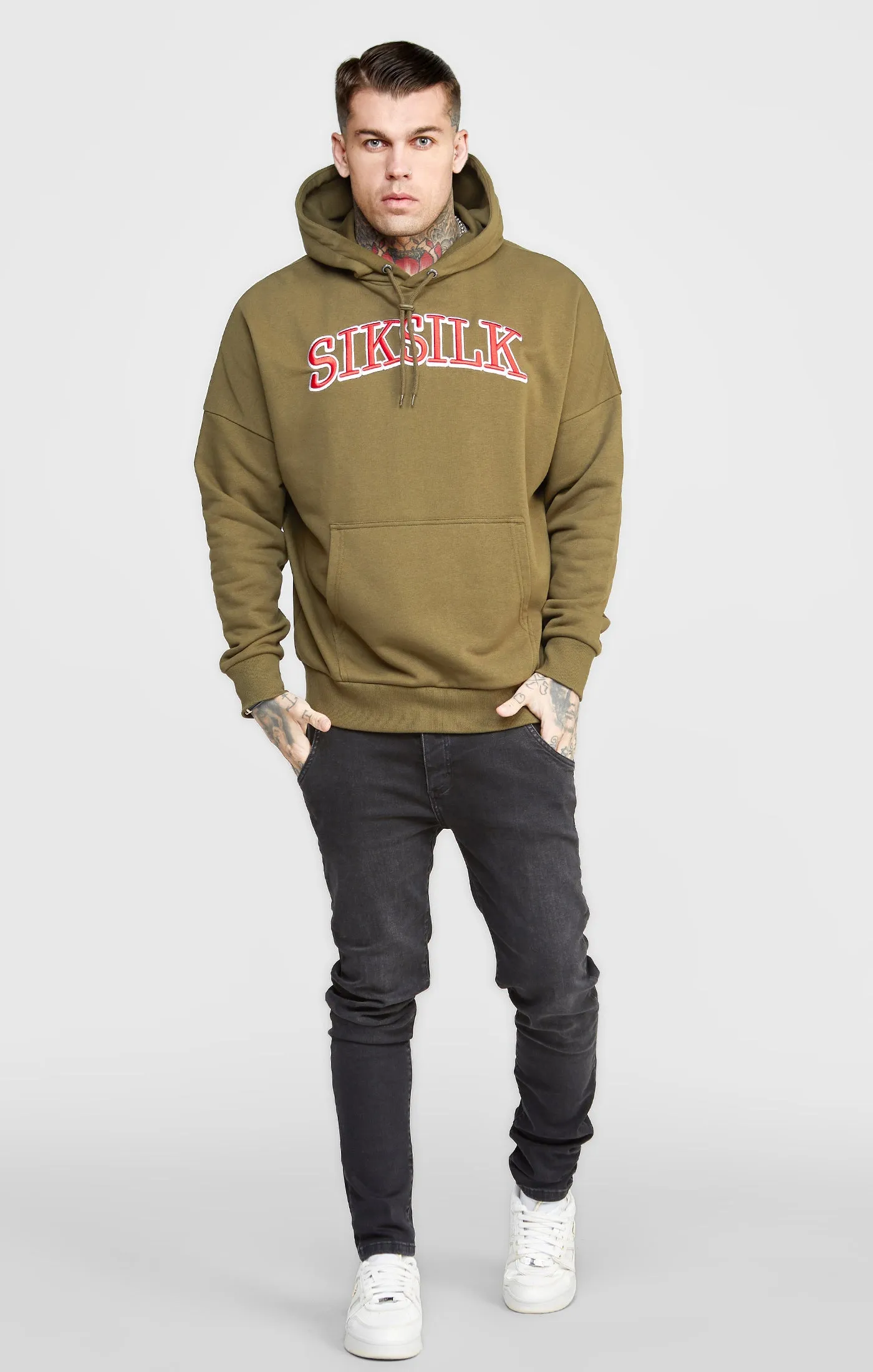 Khaki Logo Oversized Hoodie sold by Siksilk product image thumbnail 3