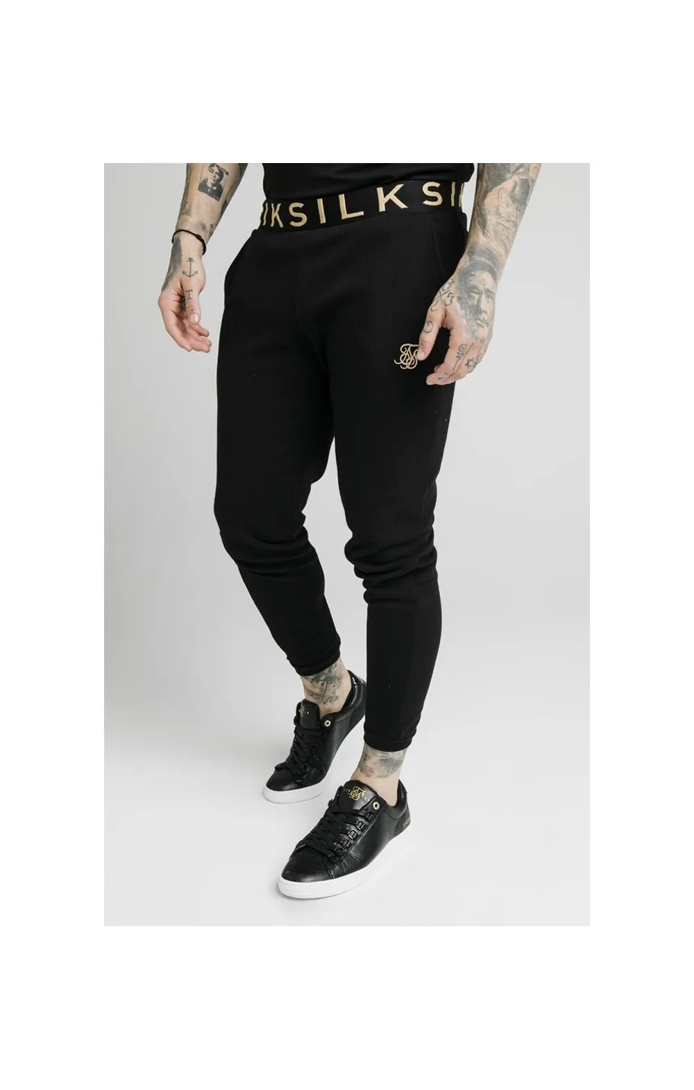 SikSilk Elastic Jacquard Pants - Black sold by Siksilk