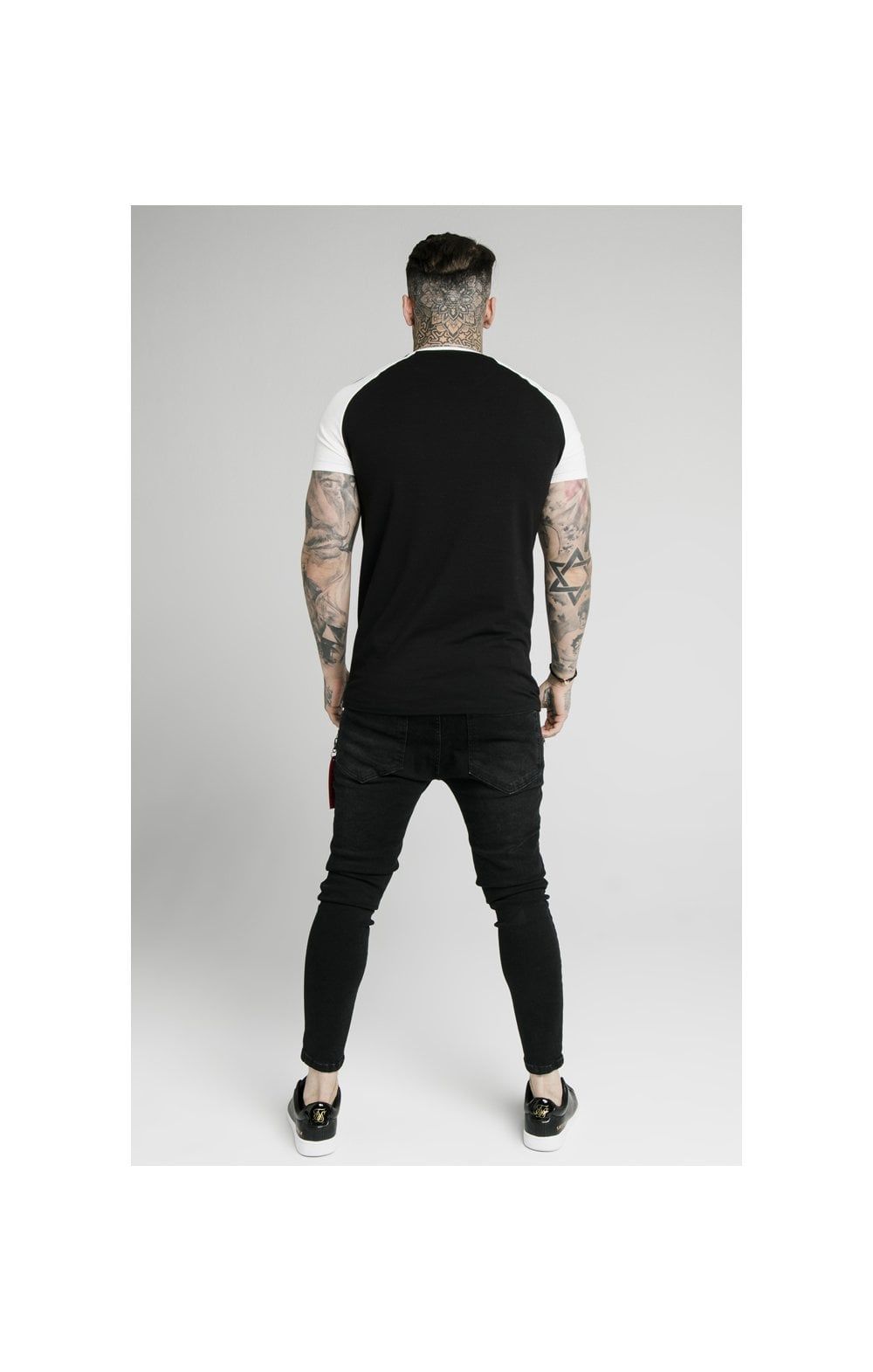 SikSilk S/S Raglan Premium Tape Gym Tee - Black & Off White sold by Siksilk product image thumbnail 6