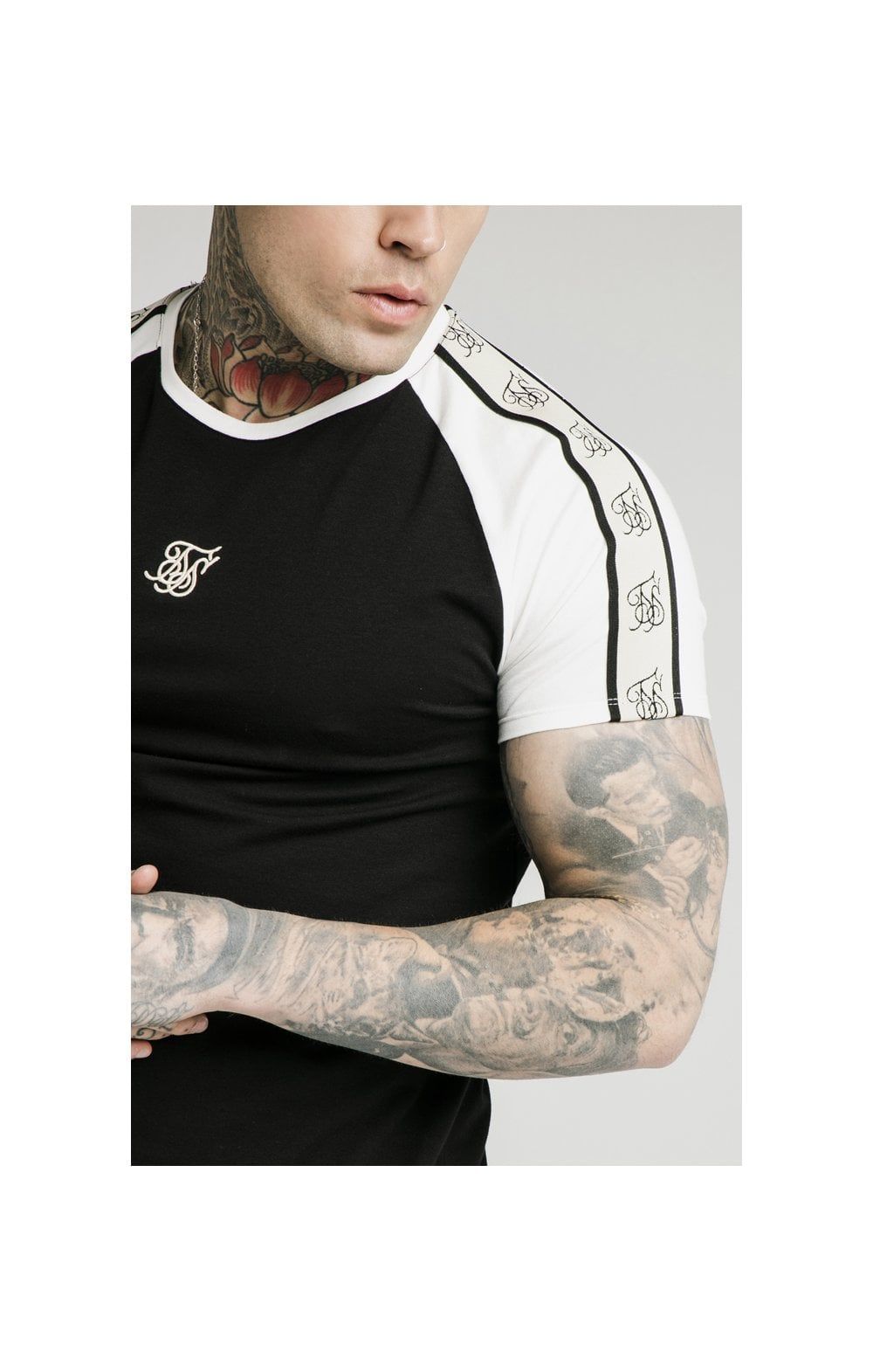 SikSilk S/S Raglan Premium Tape Gym Tee - Black & Off White sold by Siksilk product image thumbnail 2