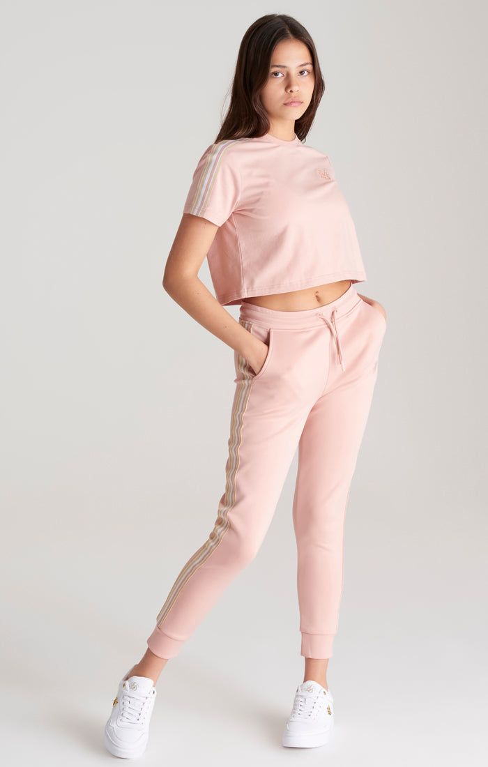 Girls Pink Taped Cropped T-Shirt sold by Siksilk product image thumbnail 4