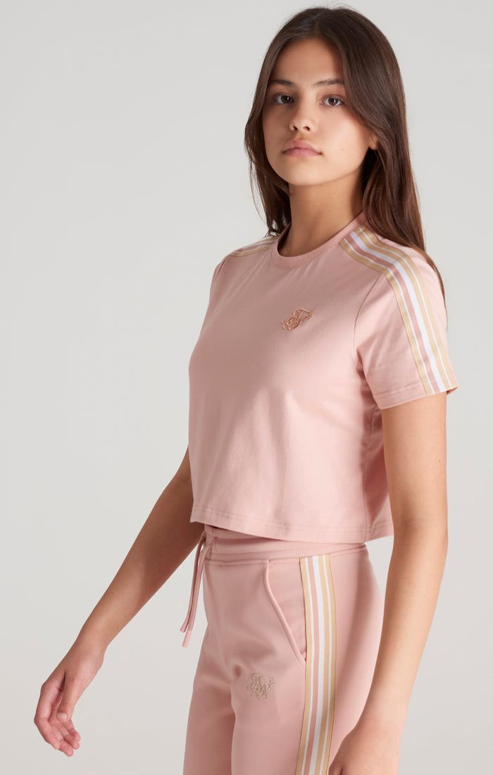 Girls Pink Taped Cropped T-Shirt sold by Siksilk product image thumbnail 2