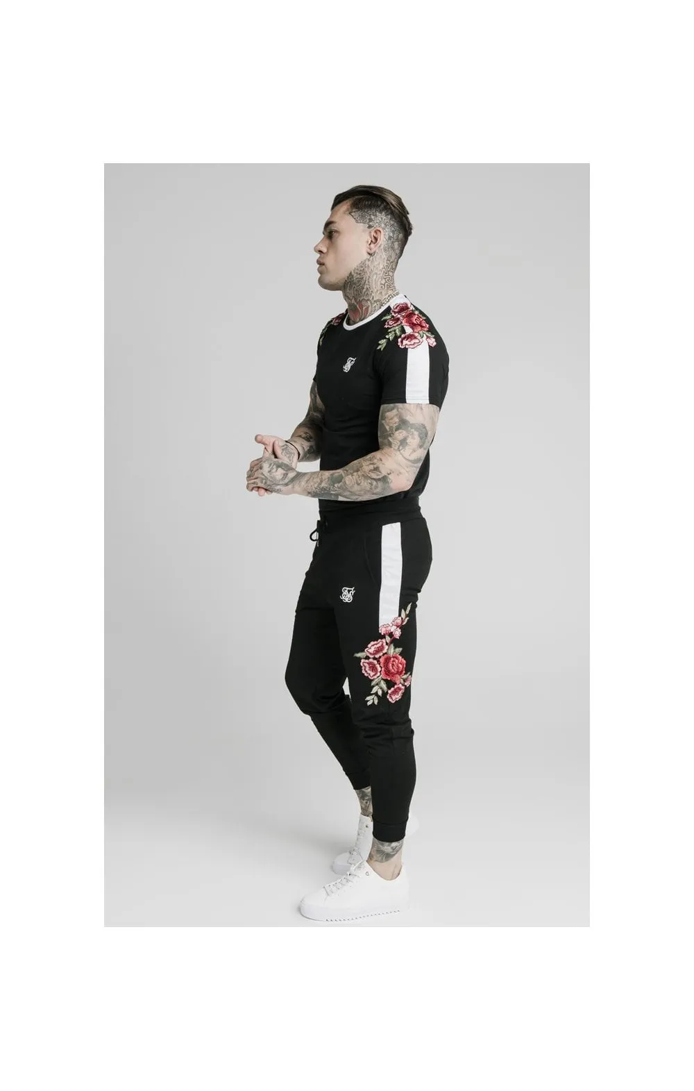 SikSilk Applique Panelled Fitted Joggers - Black sold by Siksilk product image thumbnail 5