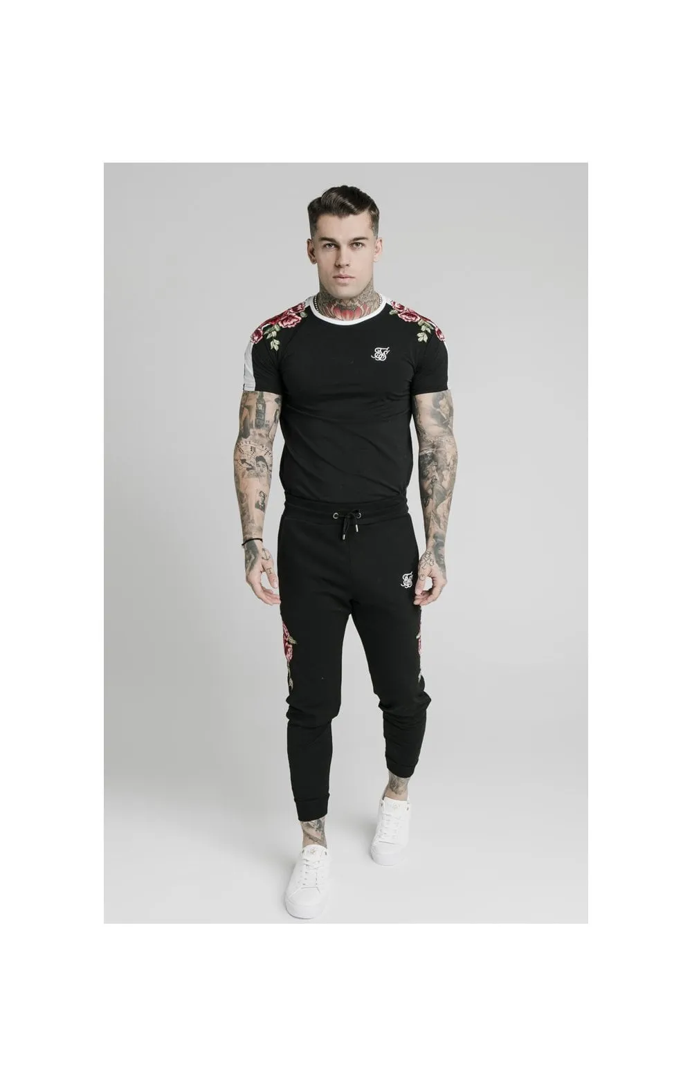 SikSilk Applique Panelled Fitted Joggers - Black sold by Siksilk product image thumbnail 3