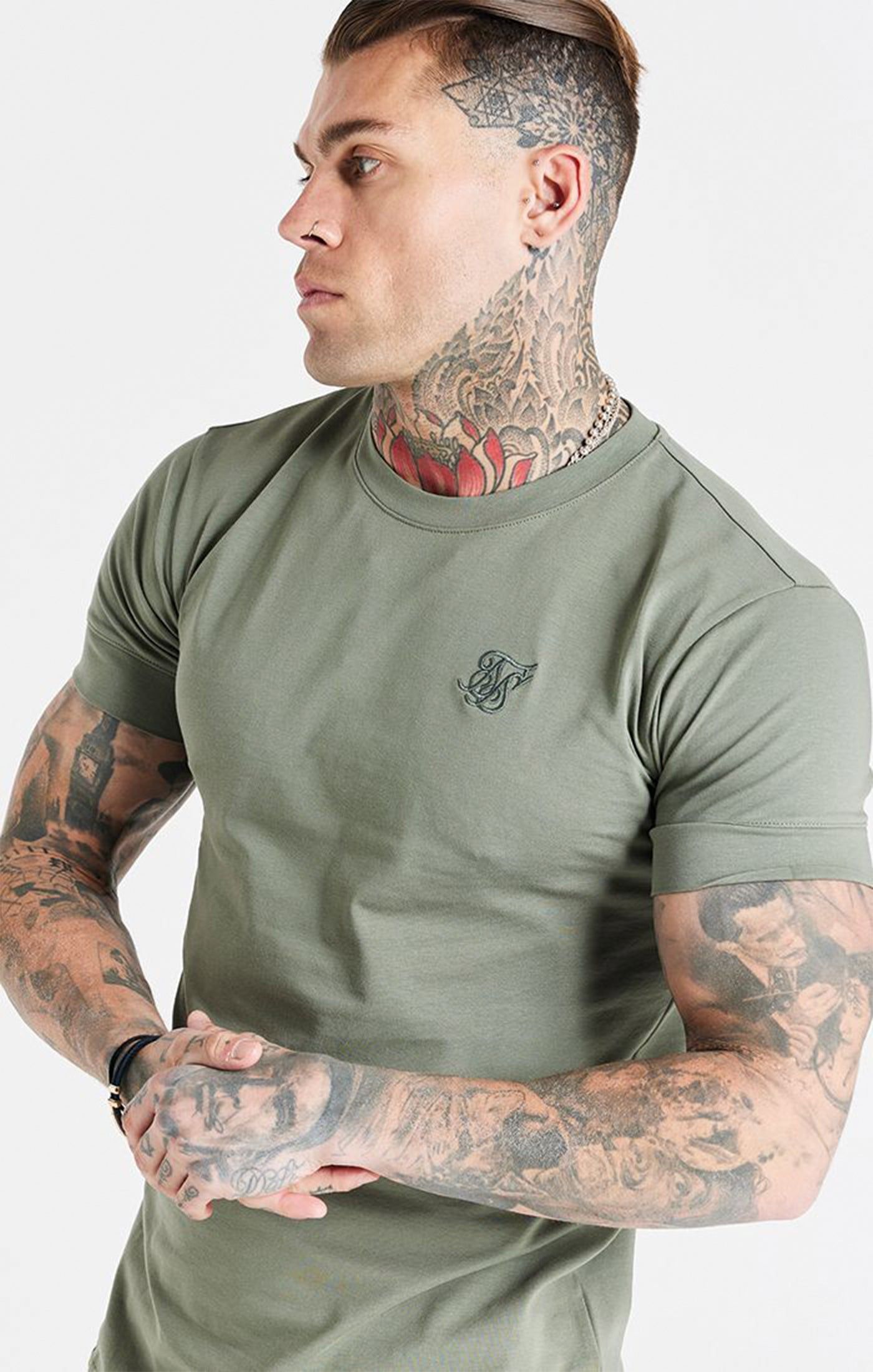 Khaki Smart S Muscle Fit T-Shirt sold by Siksilk