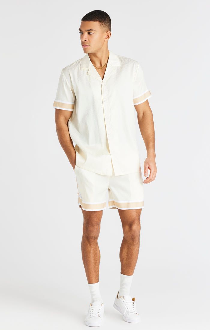 Cream Taped Sleeve Resort Shirt sold by Siksilk product image thumbnail 4