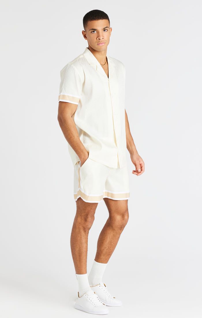 Cream Taped Sleeve Resort Shirt sold by Siksilk product image thumbnail 5