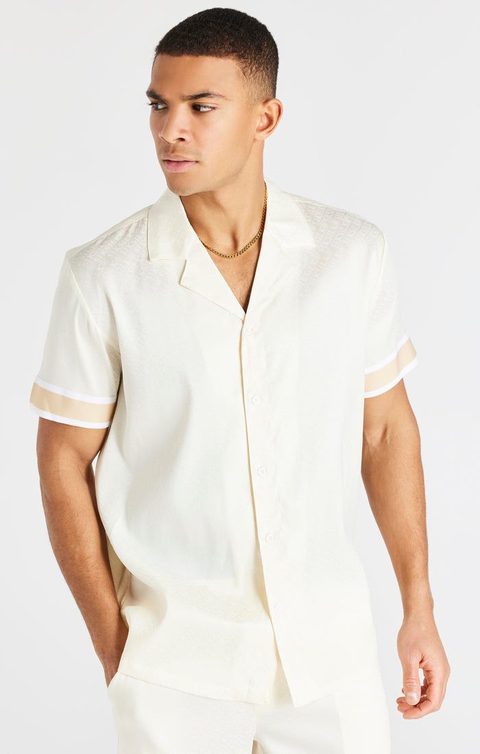 Cream Taped Sleeve Resort Shirt sold by Siksilk product image thumbnail 2