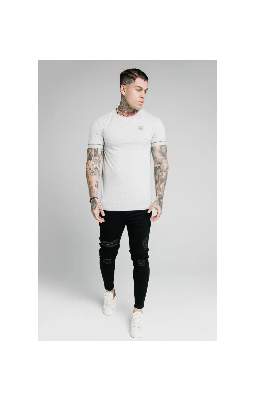 SikSilk S/S Duality Gym Tee - Grey Marl sold by Siksilk product image thumbnail 4