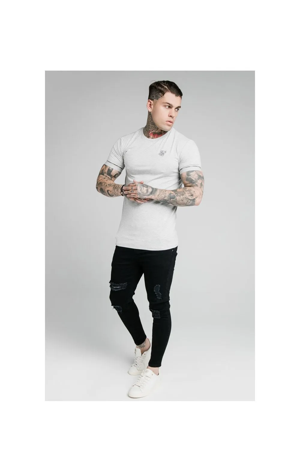 SikSilk S/S Duality Gym Tee - Grey Marl sold by Siksilk product image thumbnail 5