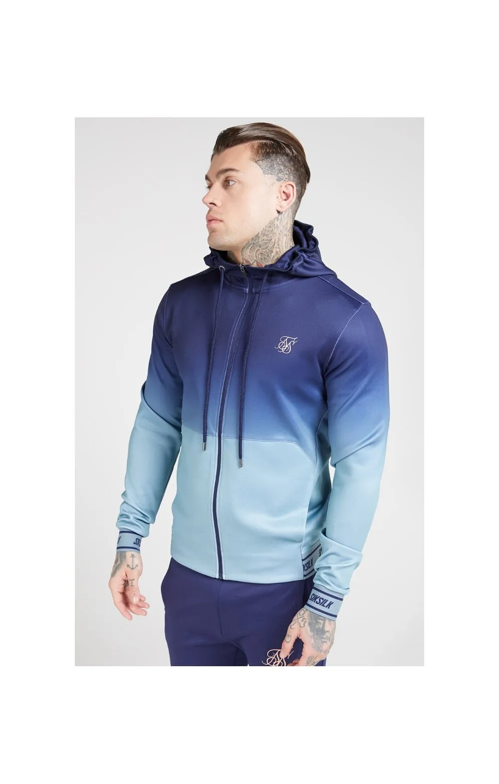 SikSilk Agility Zip Through Hoodie - Urban Blue & Grey sold by Siksilk