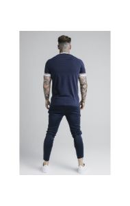 SikSilk Deluxe Ringer Tech Tee - Navy sold by Siksilk