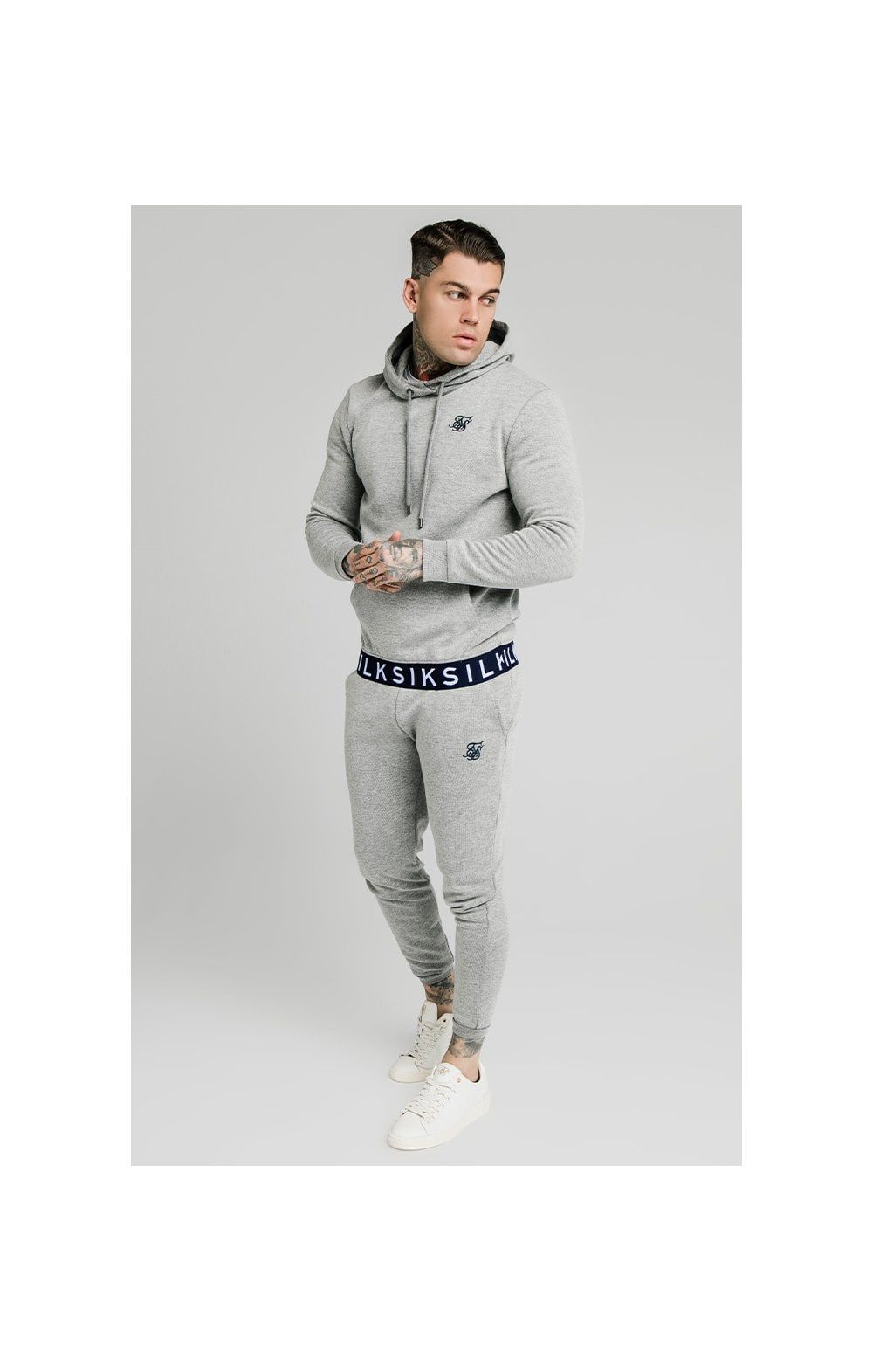 SikSilk Elastic Jacquard Overhead Hoodie – Grey sold by Siksilk product image thumbnail 4