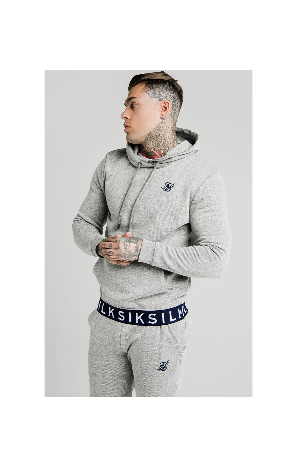 SikSilk Elastic Jacquard Overhead Hoodie – Grey sold by Siksilk