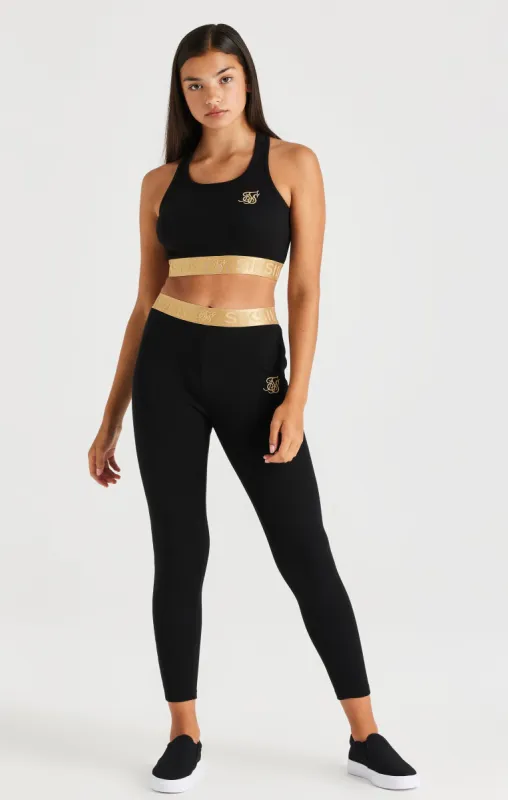 SikSilk Metallic Taped Leggings - Black sold by Siksilk