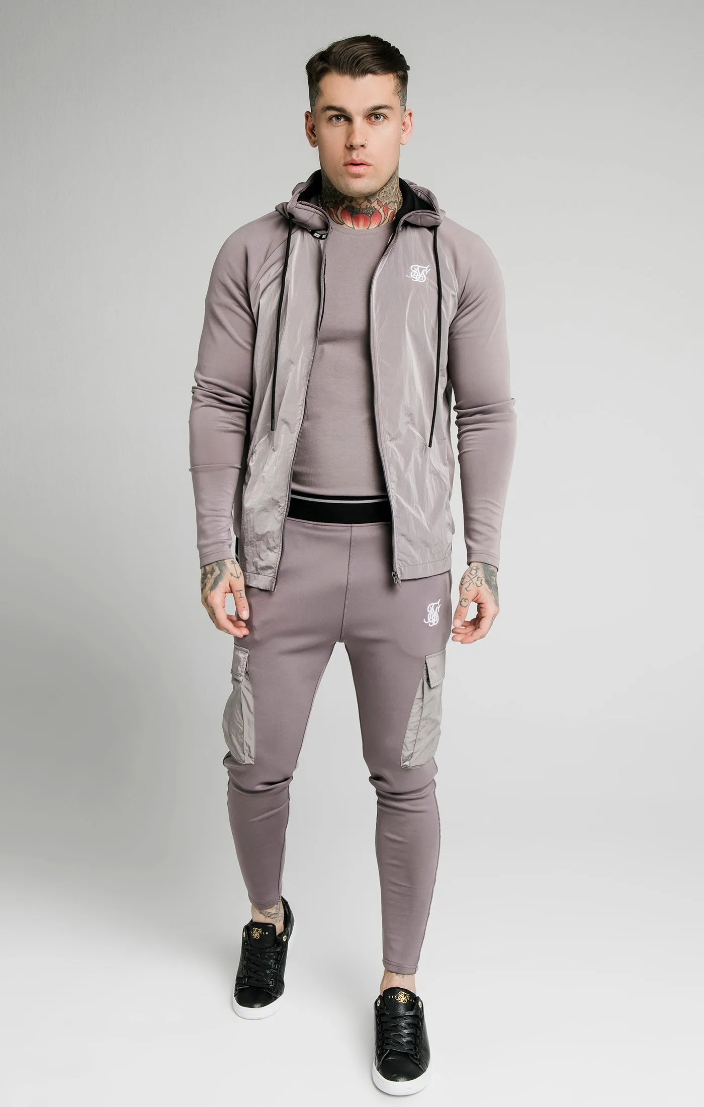 SikSilk Adapt Crushed Nylon Zip Through Hoodie - Grey sold by Siksilk product image thumbnail 3