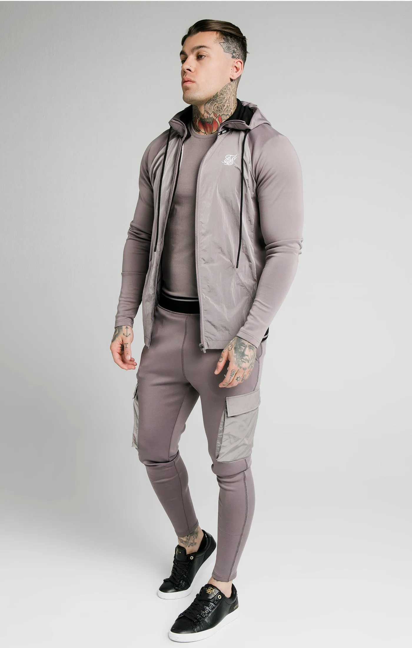 SikSilk Adapt Crushed Nylon Zip Through Hoodie - Grey sold by Siksilk product image thumbnail 4