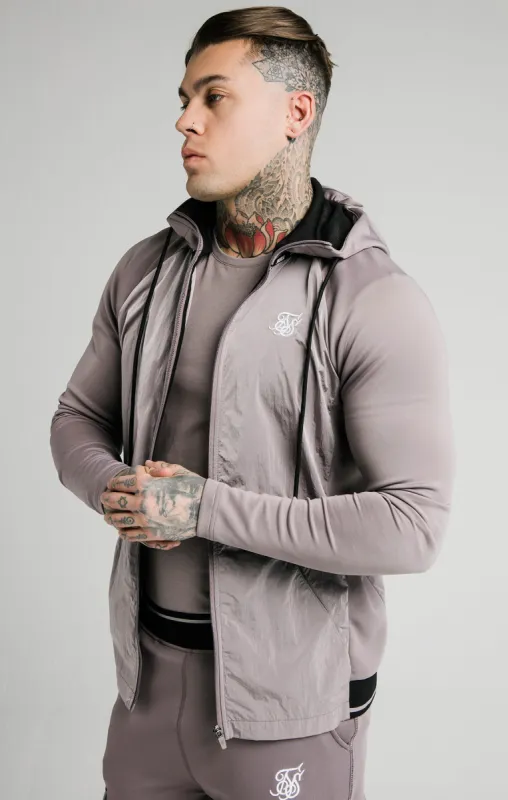 SikSilk Adapt Crushed Nylon Zip Through Hoodie - Grey sold by Siksilk