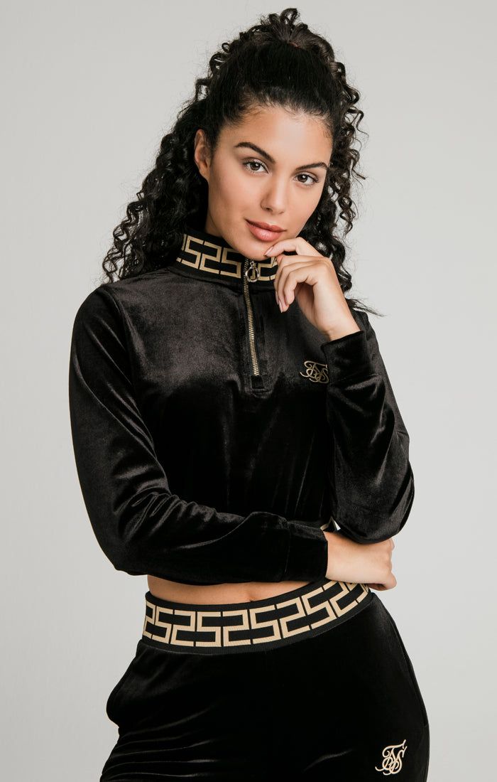 Black Velour Track Top sold by Siksilk
