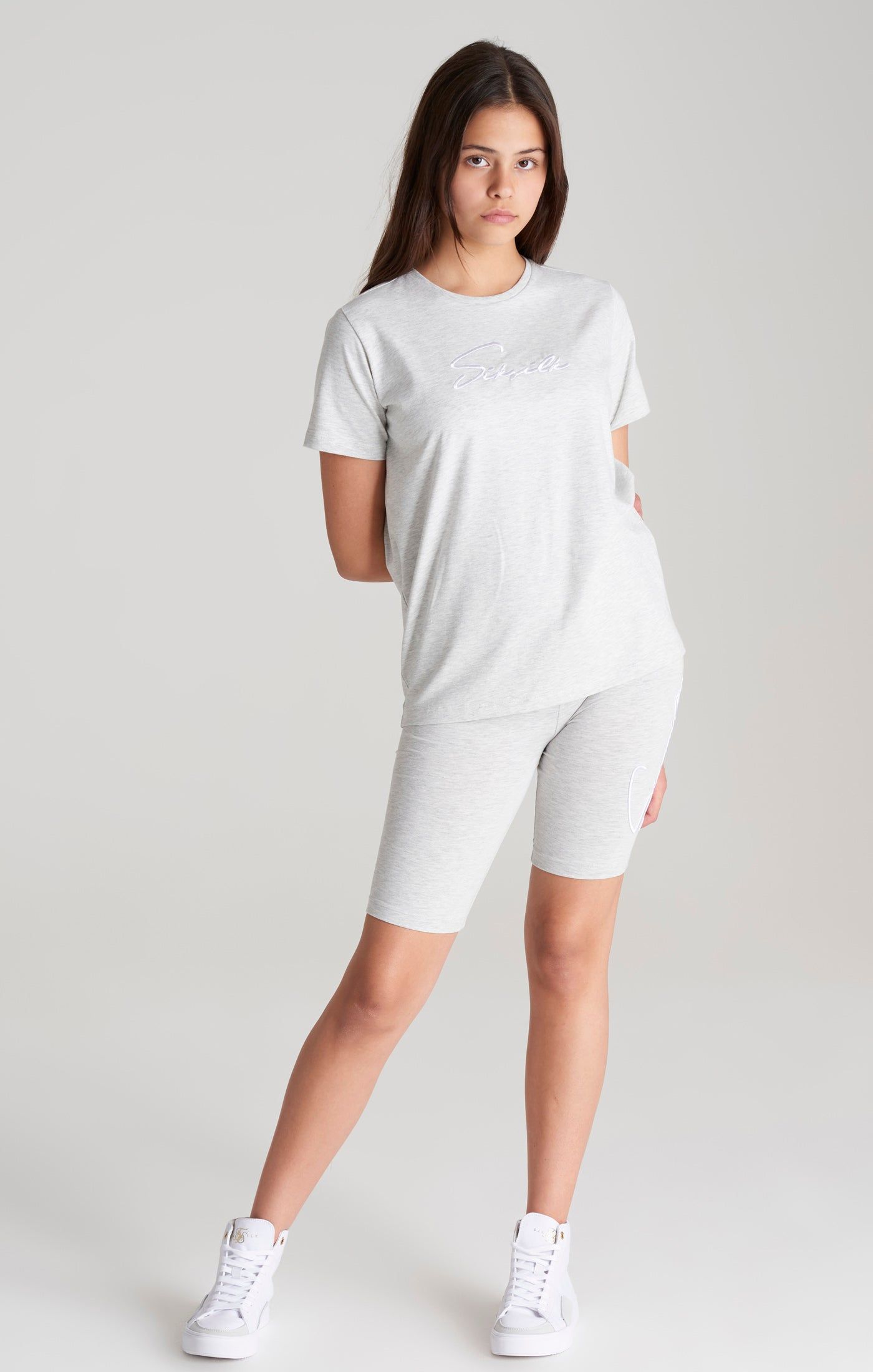 Girls Grey Marl Signature Boyfriend T-Shirt sold by Siksilk product image thumbnail 3