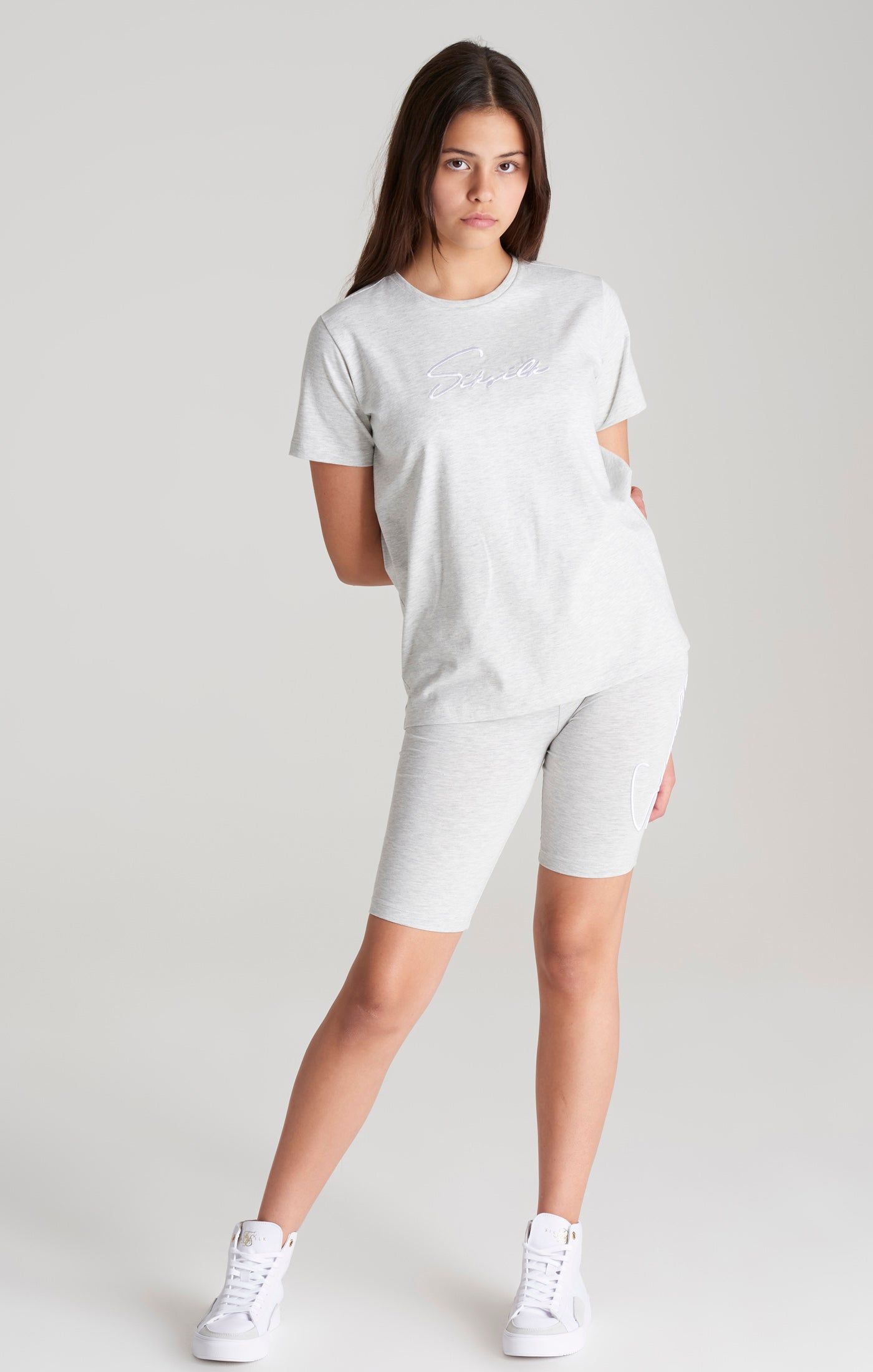 Girls Grey Marl Signature Boyfriend T-Shirt sold by Siksilk product image thumbnail 4