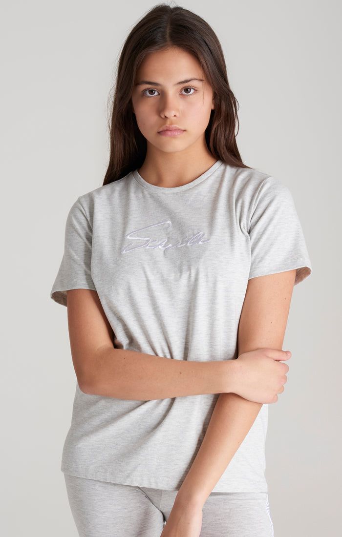 Girls Grey Marl Signature Boyfriend T-Shirt sold by Siksilk