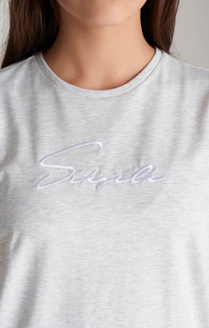 Girls Grey Marl Signature Boyfriend T-Shirt sold by Siksilk product image thumbnail 2