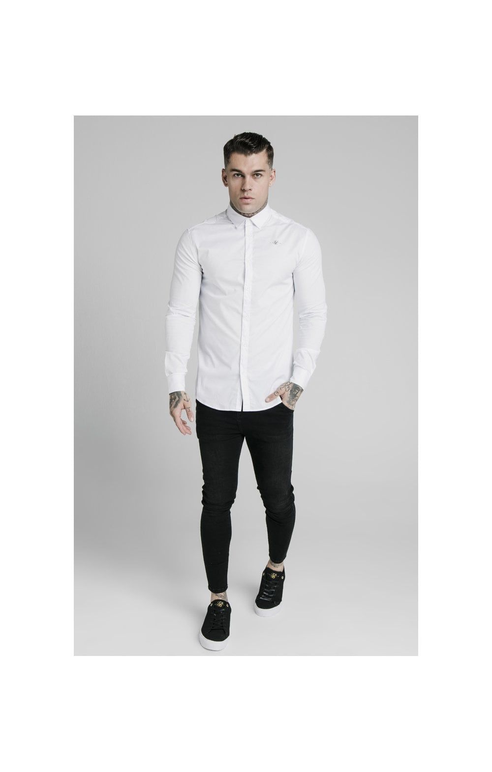 White Long Sleeve Standard Collar Shirt sold by Siksilk product image thumbnail 3