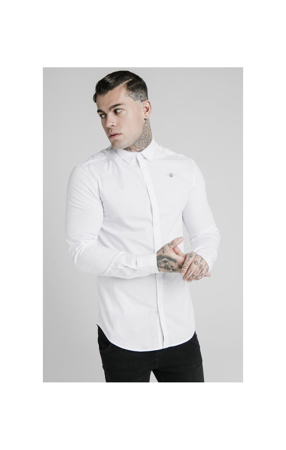 White Long Sleeve Standard Collar Shirt sold by Siksilk