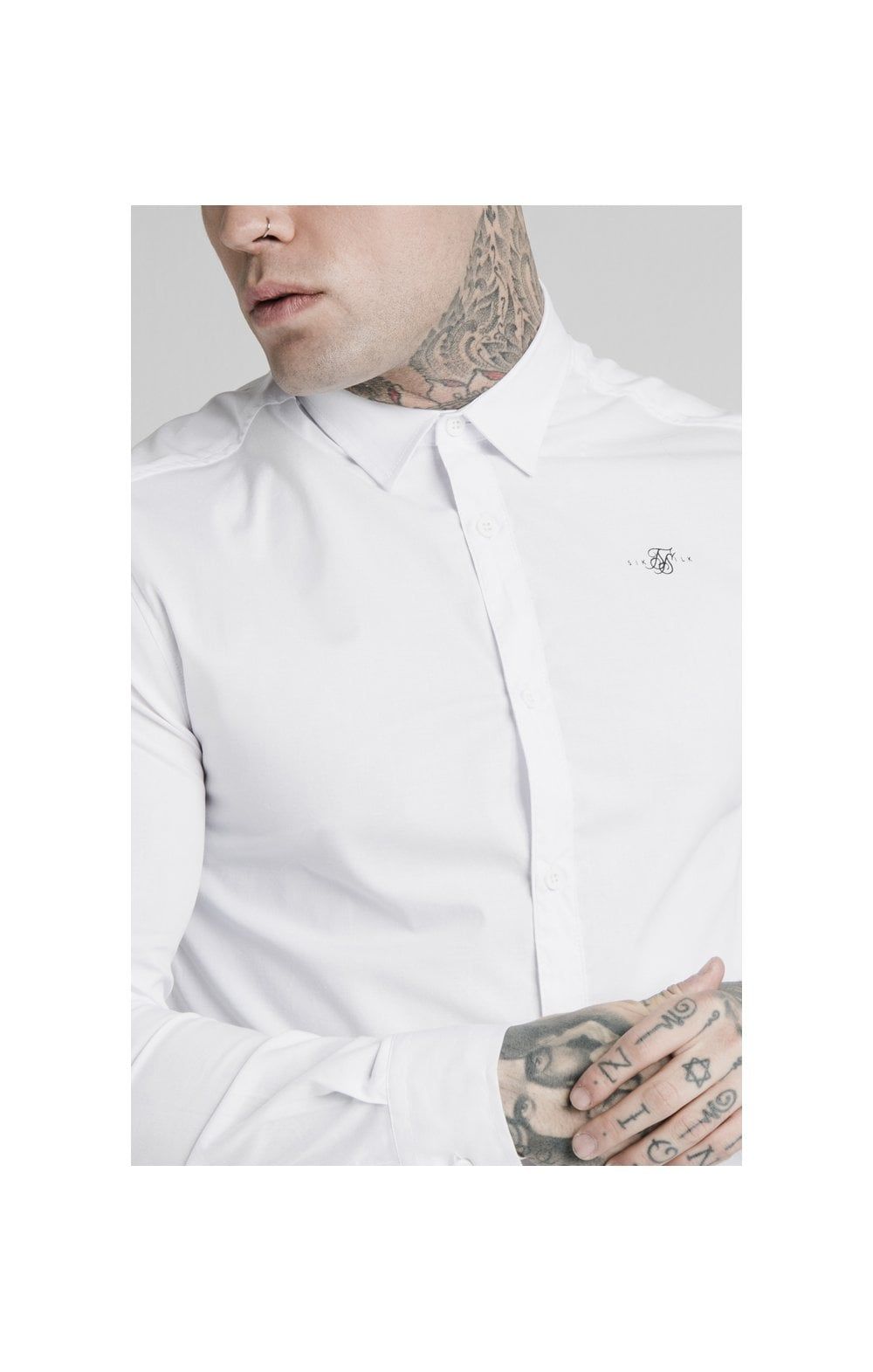 White Long Sleeve Standard Collar Shirt sold by Siksilk product image thumbnail 2
