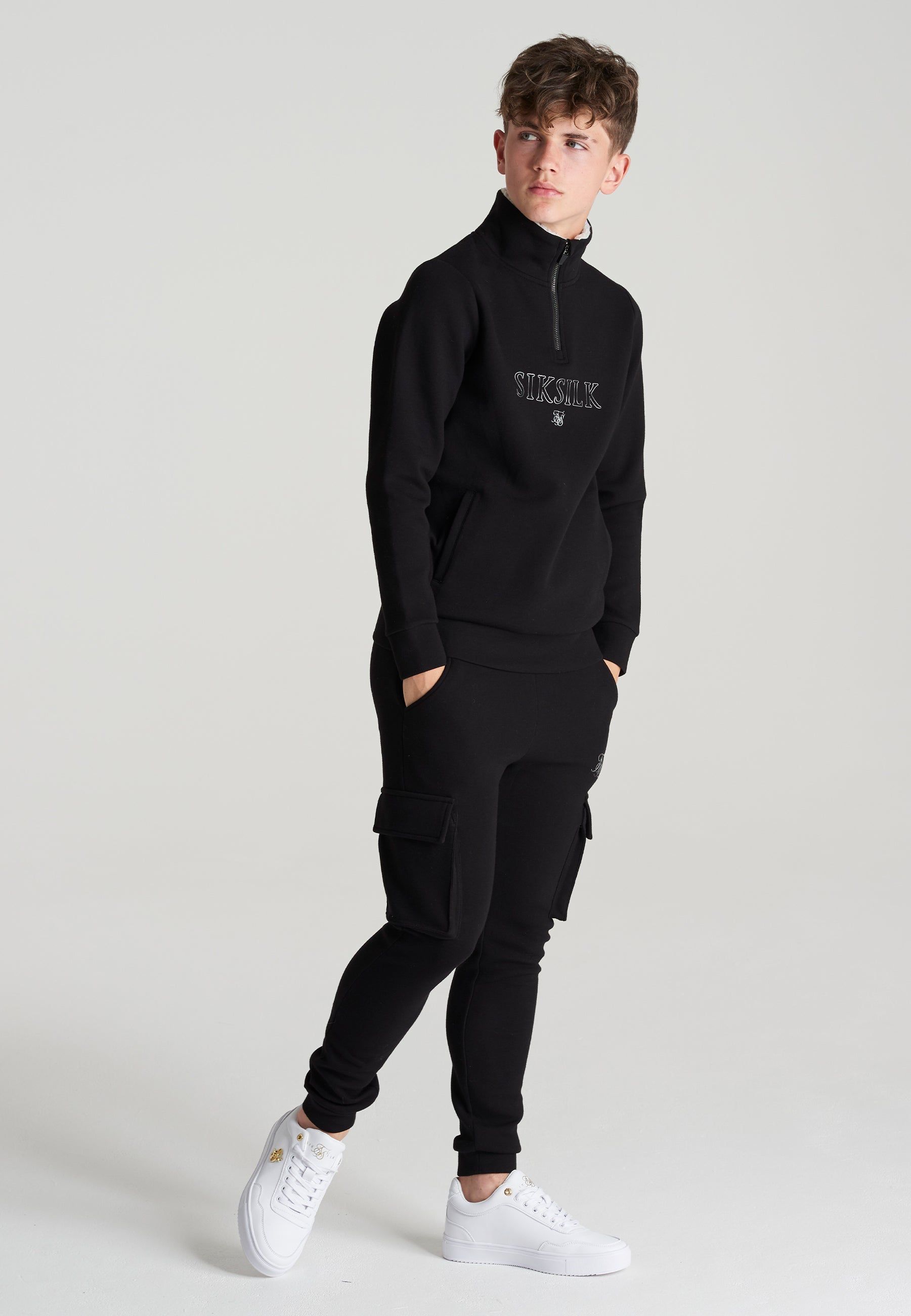 Boys Black Borg 1/4 Funnel Neck Hoodie sold by Siksilk product image thumbnail 3