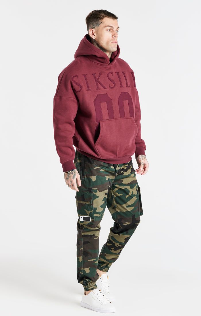 Burgundy Drop Shoulder Relaxed Fit Hoodie sold by Siksilk product image thumbnail 3