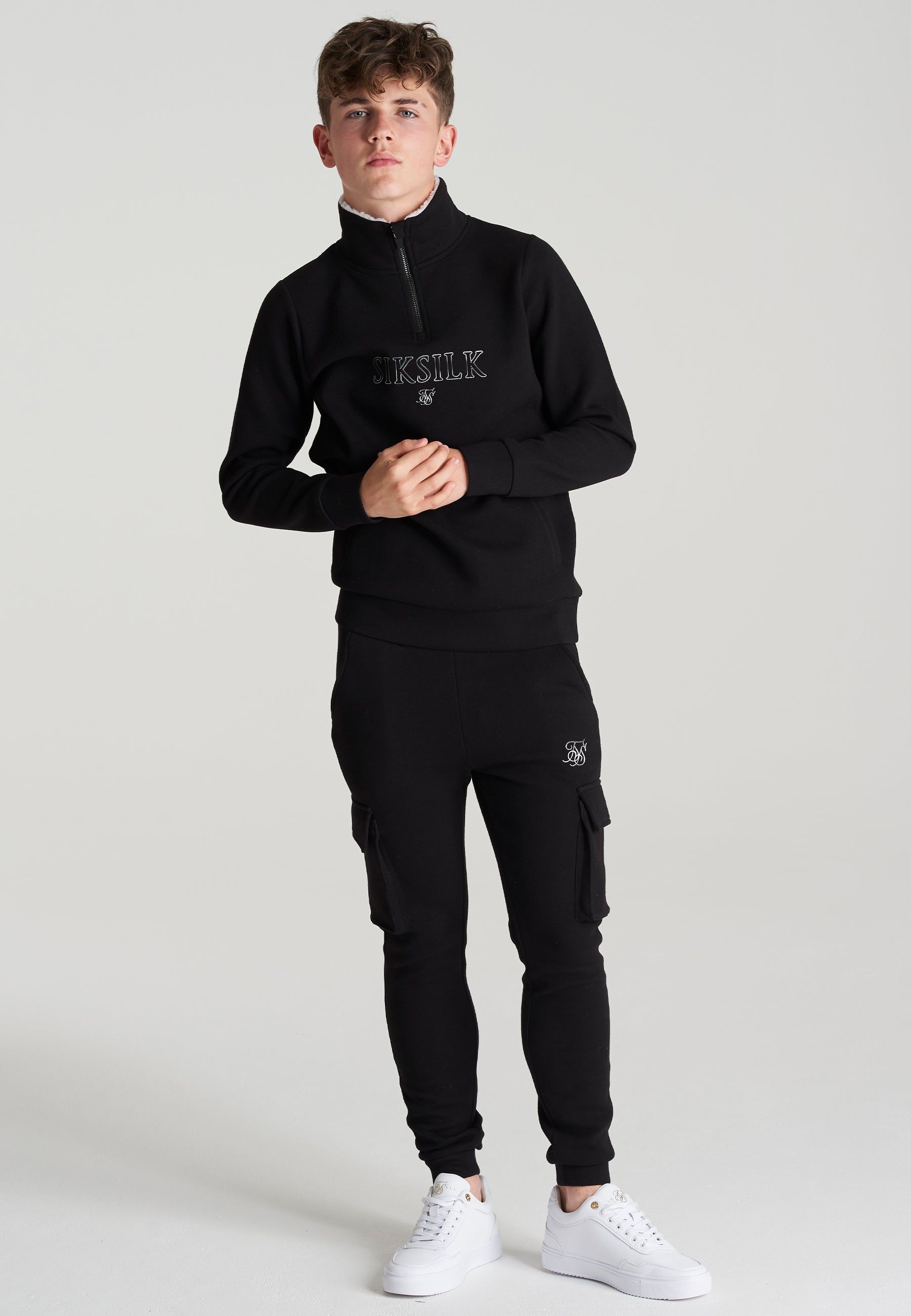 Boys Black Borg 1/4 Funnel Neck Hoodie sold by Siksilk product image thumbnail 4