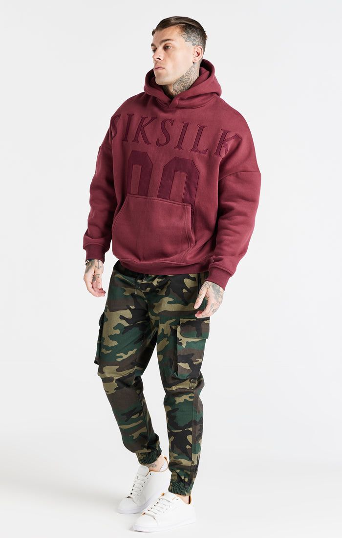 Burgundy Drop Shoulder Relaxed Fit Hoodie sold by Siksilk product image thumbnail 4